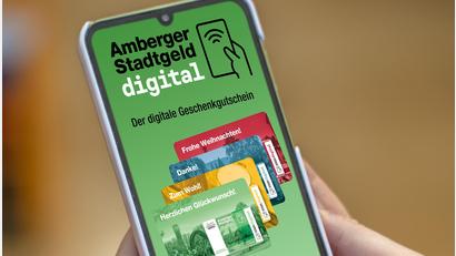 Bildmontage: Michael Golinski
Ab 23. November startet das digitale Stadtgeld des Stadtmarketing Amberg.