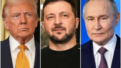 Bild: Morissard/Bednyakov/AP/dpa
Trump, Selenskyj und Putin: Gelingt eine Einigung im Ukraine-Krieg? (Archivbild)