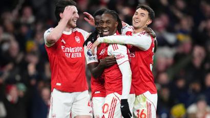Bild: Adam Davy/PA Wire/dpa
Mann des Spiels: Arsenals Eberechi Eze erzielte im Nord-London-Derby drei Tore.