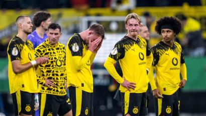 Bild: David Inderlied/dpa
Große Enttäuschung: Borussia Dortmund scheitert im Pokal erneut vorzeitig