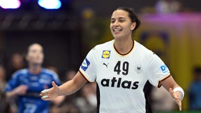 Bild: Federico Gambarini/dpa
Bekannt für ihr Dauergrinsen: WM-Neuling Aimée von Pereira.