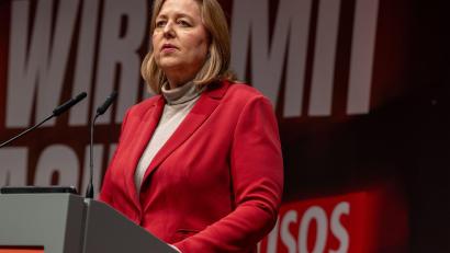 Bild: Harald Tittel/dpa
Auf dem Juso-Bundeskongress hatte Bas sich kritisch über die deutschen Arbeitgeber geäußet. (Archivbild)