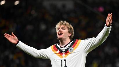 Bild: Robert Michael/dpa
Woltemade erzielte beim 6:0 im entscheidenden WM-Qualifikationsspiel gegen die Slowakei die 1:0-Führung.