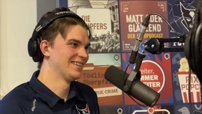 Bild: Gabi Schönberger
Constantin Vogt von den Blue Devils Weiden war in der neuen Folge des Podcasts "Powerplay" zu Gast.