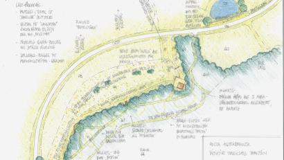 Bild: Nicole Nicklas
Die Entwurfsskizze von Nicole Nicklas zeigt die Planungen für den Naturfriedhof. Der Gemeinderat hatte sich mit einer knappen Mehrheit dagegen entschieden.