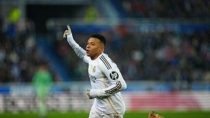 Bild: Miguel Oses/AP/dpa
Kylian Mbappé trifft zur Führung von Real Madrid.