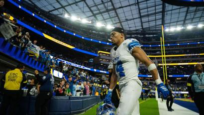 Bild: Maximilian Haupt/dpa
Zwei Touchdowns von St. Brown in Los Angeles reichten nicht für die Lions.