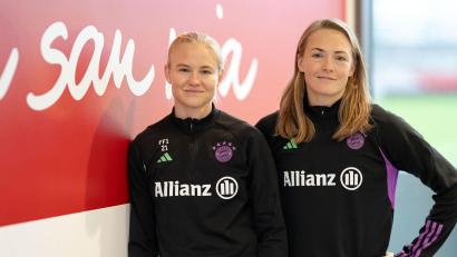 Bild: Lukas Barth/dpa
Pernille Harder (l) und Magdalena Eriksson bleiben beim FC Bayern. (Archivbild)
