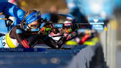 Bild: Grega Valancic/Voigt
Selina Kastl beim Massenstart in Lenzerheide am vergangenem Samstag: Bei diesem Rennen im IBU-Cup landete die Biathletin aus dem Fichtelgebirge auf Rang 15.