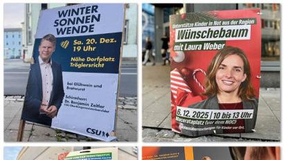Bild: Gabi Schönberger/Franka Eichl
Winntersonnwende und Wunschbaum? Für ihren "Guerillia-Wahlkampf" sind Weidens Parteien sehr kreativ.