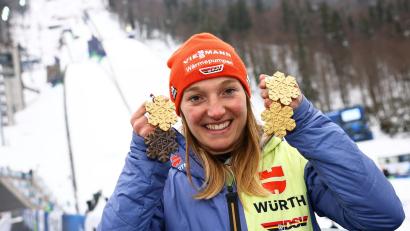 Bild: Daniel Karmann/dpa
Katharina Schmid beendet ihre Karriere. (Archivbild)