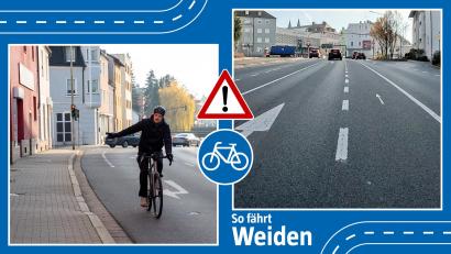 Bildmontage: Marina Gube
Wie verhalten sich Rad- und Autofahrer am und rund um den Adolf-Kolping-Platz richtig? Dazu hatten mehrere Leser von Oberpfalz-Medien Fragen.