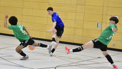 Bild: Hubert Ziegler
Szene aus dem Endspiel zwischen der SpVgg SV Weiden (blau) und dem SV Fortuna Regensburg (grün).