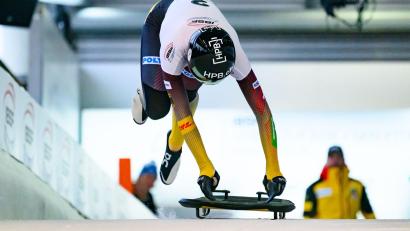 Bild: Robert Michael/dpa
Jacqueline Pfeifer (Deutschland) fährt bei der Skeleton-EM in St. Moritz aufs Podium. (Archivbild)