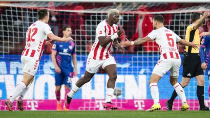 Bild: Marius Becker/dpa
Kölns Ragnar Ache traf gegen Mainz doppelt.