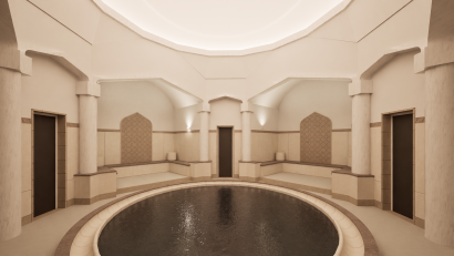 Bild: Architekturbüro Lauer und Lebok
So wird die Dampfkuppel für die Hamam-Zeremonie nach Abschluss der Sanierung aussehen.