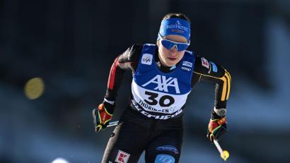 Bild: Hendrik Schmidt/dpa
Katharina Hennig Dotzler belegte in Goms einen starken fünften Platz über 20 Kilometer mit Massenstart.