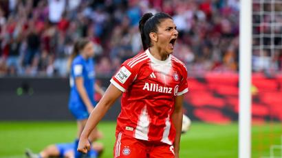 Bild: Sven Hoppe/dpa
Bayern-Stürmerin Jovana Damnjanovic traf zum 3:0 gegen Leipzig. (Archivbild)