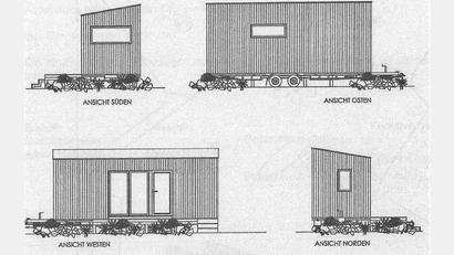 Grafik: Architekturbüro Drehobel
Ein solches mobiles Tinyhaus entsteht derzeit am Campingplatz des ehemaligen Freibads. Es ist 7,20 Meter lang und 2,55 Meter breit.