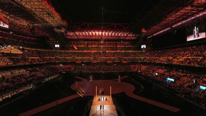 Bild: Carolyn Kaster/AP/dpa
Der Hauptteil der Eröffnungsfeier der Winterspiele wird im Mailänder Fußballstadion aufgeführt.