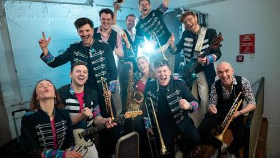 Bild: Fabian Strauch/dpa
Die Band Druckluft hat mit „Karnevalsmaus“ einen Hit gelandet. (Archivfoto)