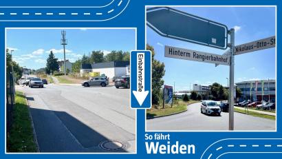 Bildmontage: Gabi Schönberger / Marina Gube
Braucht es im Bereich der Robert-Bosch-Straße eine neue Verkehrsführung? Hier sind viele Geschäfte entstanden. Zu Stoßzeiten kommt es deshalb zu regem Verkehr.