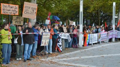Archivbild: Kunz
Rund 200 Personen werden am Freitag bei den Gegendemonstrationen vor der Max-Reger-Halle erwartet. Grund ist ein Bürgerdialog der AfD-Landesgruppe in der Halle.