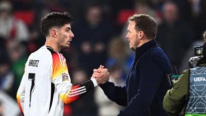 Bild: Tom Weller/dpa
Der letzte Länderspieleinsatz von Kai Havertz (l.) liegt mehr als ein Jahr zurück. (Archivbild)