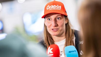 Bild: Daniel Karmann/dpa
Bestreitet ihre dritten Winterspiele: Skirennfahrerin Lena Dürr. (Archivbild)