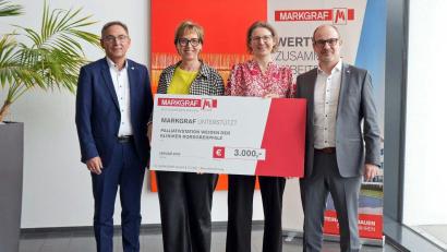 Bild: Markgraf GmbH &amp; Co KG 
Die Bauunternehmung MARKGRAF hat mit ihrer diesjährigen Jahresspende insgesamt 31.000 Euro an verschiedene soziale Projekte und Institutionen verteilt.