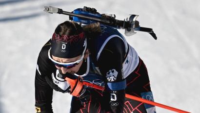 Bild: Hendrik Schmidt/dpa
Im Ziel flossen bei Franziska Preuß die Tränen.