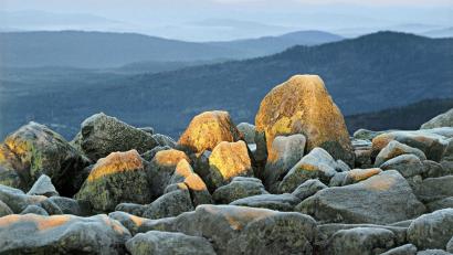 Bild: Günter Moser
Die vom Raureif überzogenen Gipfelfelsen des Lusen erstrahlen vor den noch im Schatten liegenden Waldbergen im ersten Sonnenlicht. Magische Momente für den Frühaufsteher im Nationalpark Bayerischer Wald.