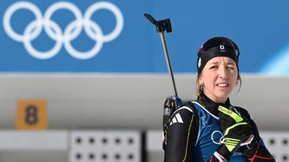 Bild: Hendrik Schmidt/dpa
Ein letztes Mal wird Franziska Preuß am Samstag antreten.