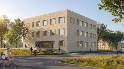 Grafik: Gunther Benkert 
So soll die neue Schwandorfer Geschäftsstelle der Volks- und Raiffeisenbank Mittlere Oberpfalz einmal aussehen.