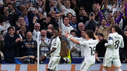 Bild: Manu Fernandez/AP/dpa
Der Brasilianer Vinicius Junior traf zu Reals 2:1-Sieg gegen Benfica.