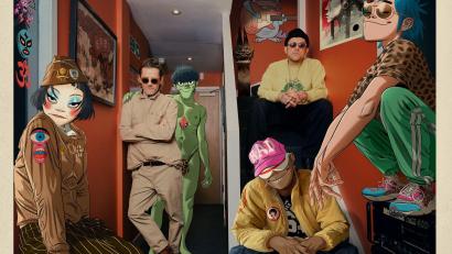 Bild: Reuben Bastienne-Lewis/Gorillaz/dpa
Die Musiker Damon Albarn (r) und Jamie Hewlett (l) von den Gorillaz mit ihren fiktiven Charakteren Noodle, Murdoc Niccals, Russel Hobbs, und 2D (v.l.).