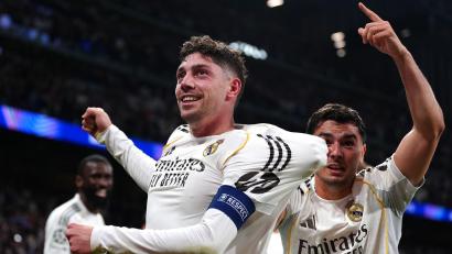 Bild: Bradley Collyer/PA Wire/dpa
Fede Valverde erlebte mit Real Madrid einen überragenden Abend.