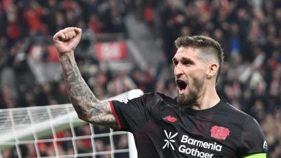 Bild: Anke Waelischmiller/dpa
Robert Andrich traf im Hinspiel zum zwischenzeitlichen 1:0 für Bayer. (Archivbild)