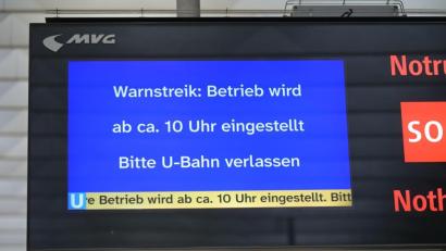 Bild: Malin Wunderlich/dpa
In München werden seit Mittwochvormittag Busse und Bahnen bestreikt.