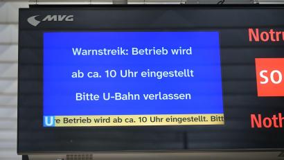 Bild: Malin Wunderlich/dpa
In München werden seit Mittwochvormittag Busse und Bahnen bestreikt.