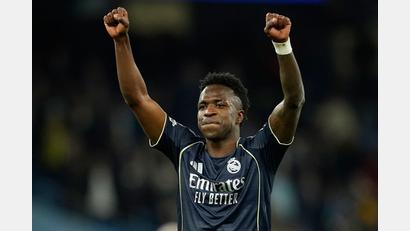 Bild: Dave Thompson/AP/dpa
Vinicius Junior freut sich auf den FC Bayern als Gegner im Viertelfinale der Champions League.