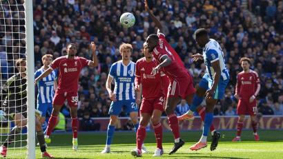 Bild: Gareth Fuller/PA Wire/dpa
Brightons Danny Welbeck gelang gegen die schwächelnde Liverpool-Defensive ein Doppelpack.
