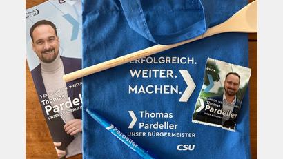 Bild: Cordula Dieckmann/dpa
Bürgermeisters Thomas Pardeller (CSU) warb um seine Wiederwahl. (Archivbild)