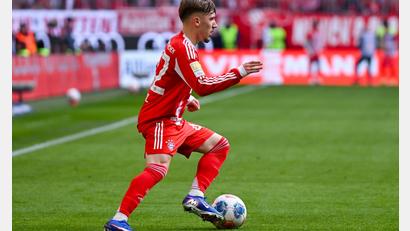 Bild: Sven Hoppe/dpa
Lennart Karl will beim Nationalteam so forsch zu Werke gehen wie im Bayern-Trikot.