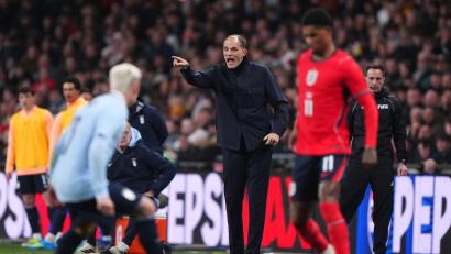 Bild: Bradley Collyer/PA Wire/dpa
Thomas Tuchel sah gegen Uruguay keine überzeugende Leistung seiner Engländer.