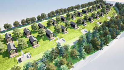 Grafik: Architekturbüro Christian Fiedler
Aus 24 Ferienhäusern und einem Verwaltungsgebäude soll das geplante "Chalet Resort Sibyllenbad" bestehen.