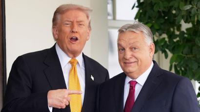 Bild: Evan Vucci/AP/dpa
Trump betont bei Treffen immer sein gutes Verhältnis zu Orban. (Archivbild)