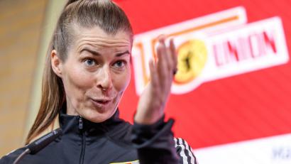 Bild: Andreas Gora/dpa
Eta ist die erste Cheftrainerin bei einem deutschen Männer-Bundesligisten.