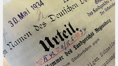 Bild: Staatsarchiv Amberg
Das Urteil über den Angeklagten wurde im Mai 1934 gefällt.