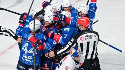 Bild: Uwe Anspach/dpa
Nach 2019 mal wieder im Finale: die Adler Mannheim. (Archivbild)